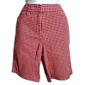 Lands’ End Women’s Shorts Red & White Gingham Bermuda Shorts